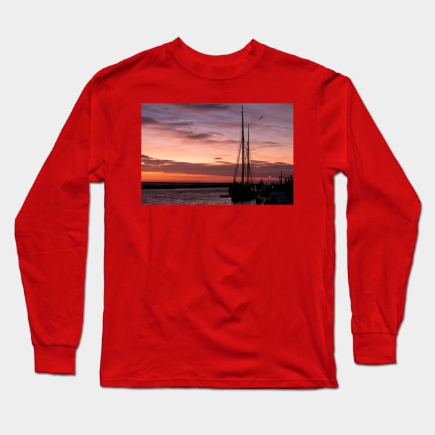 Sunrise over a Sailing Ship Long Sleeve T-Shirt by Violaman